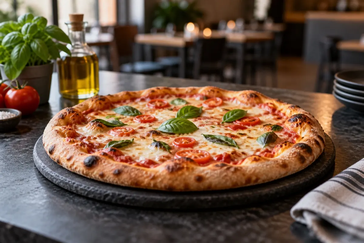 AI-generated pizza illustration; not the actual business