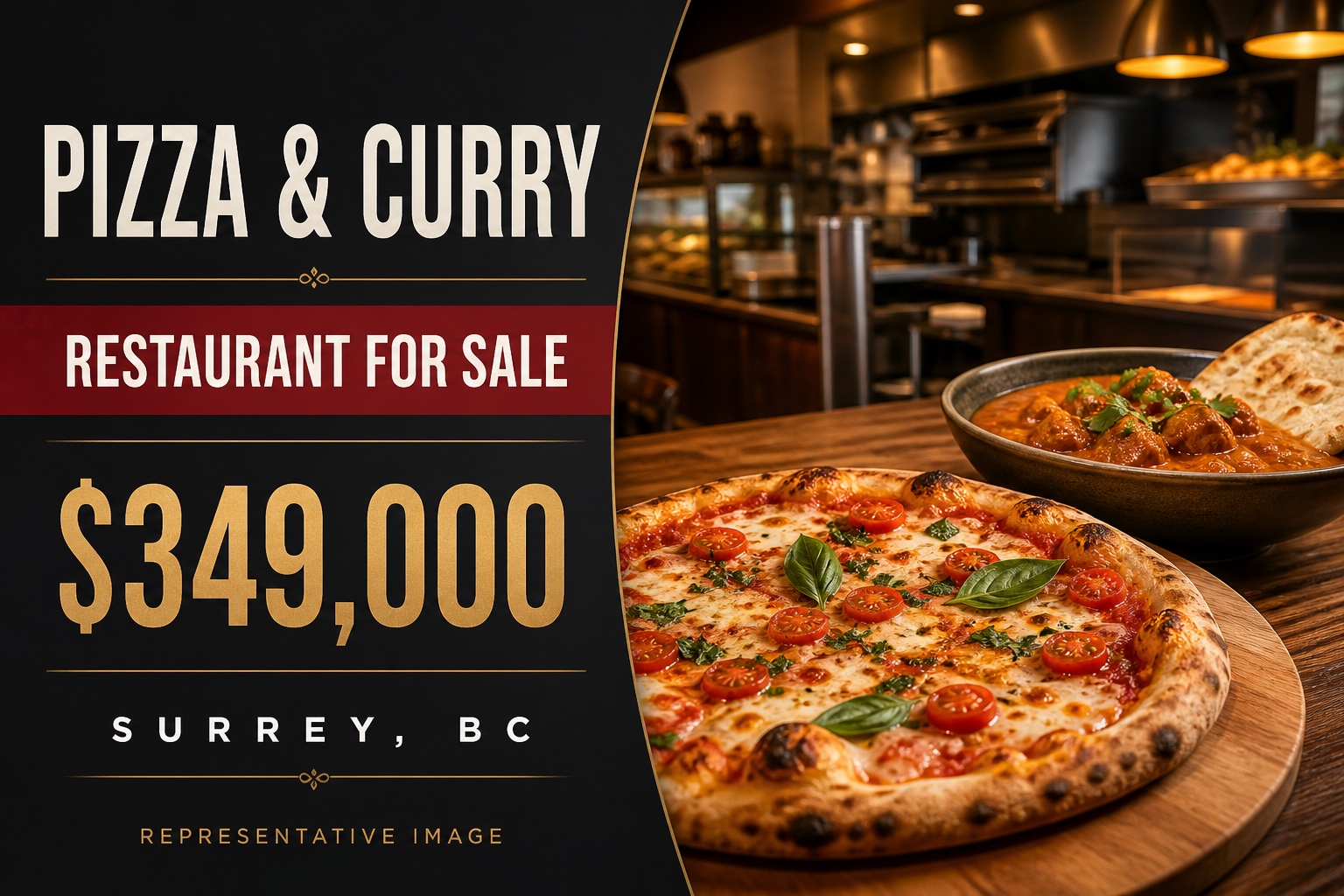 Representative marketing cover for the Surrey pizza and curry takeout restaurant listing