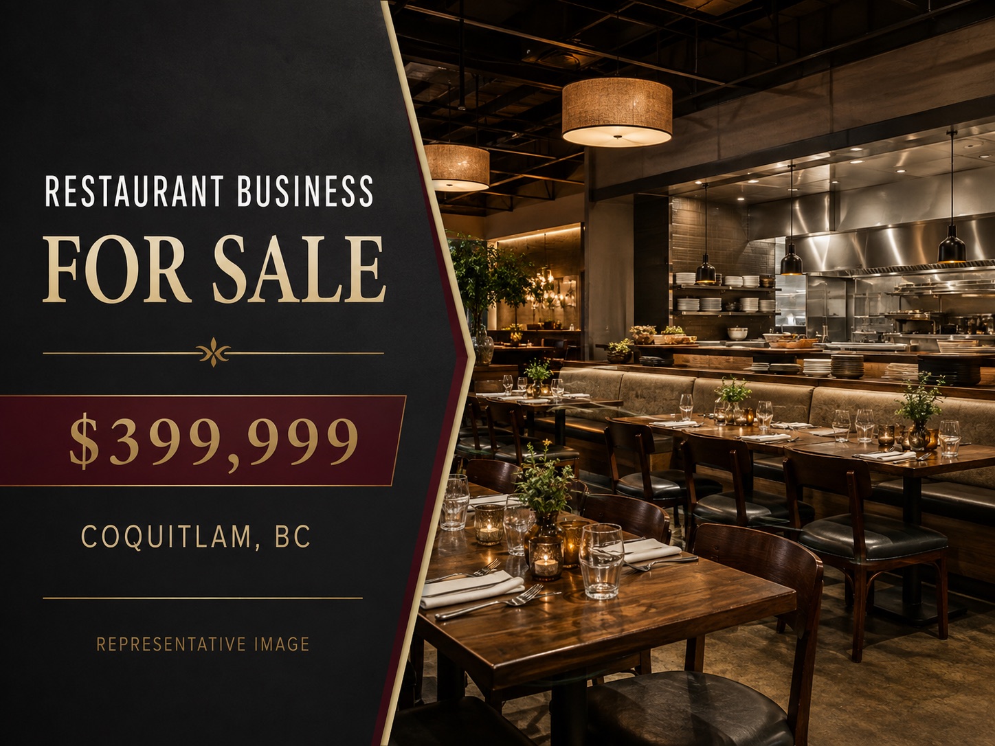 Representative marketing cover for the Coquitlam restaurant with liquor licence listing