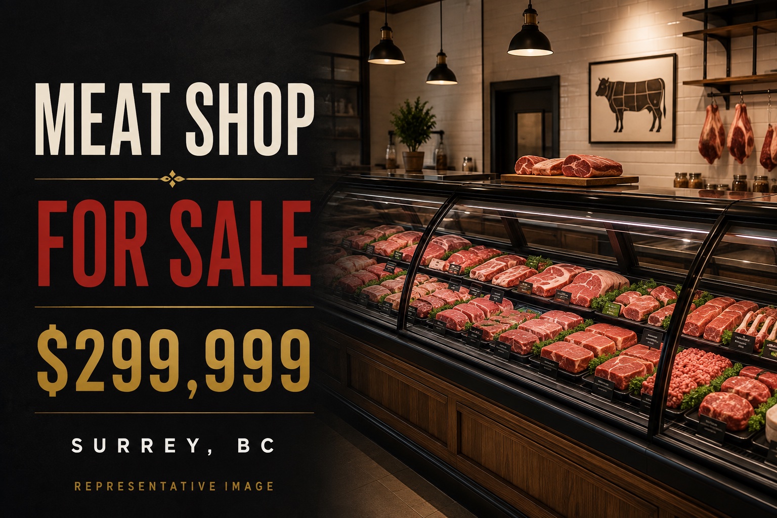 Representative marketing cover for the established Surrey meat shop listing
