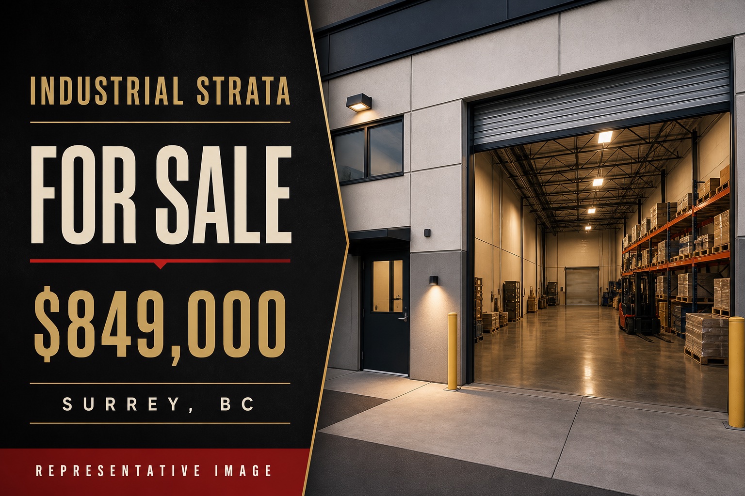 Representative marketing cover for the industrial strata warehouse at 112 - 8381 128 Street, Surrey